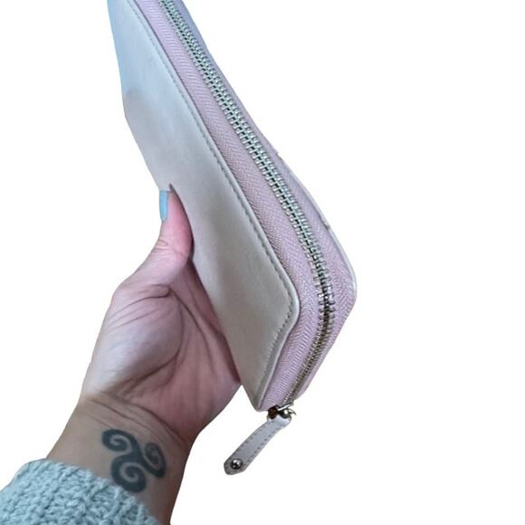 Coach Blush Pink Leather Zip Around Wallet Women - Picture 4 of 9